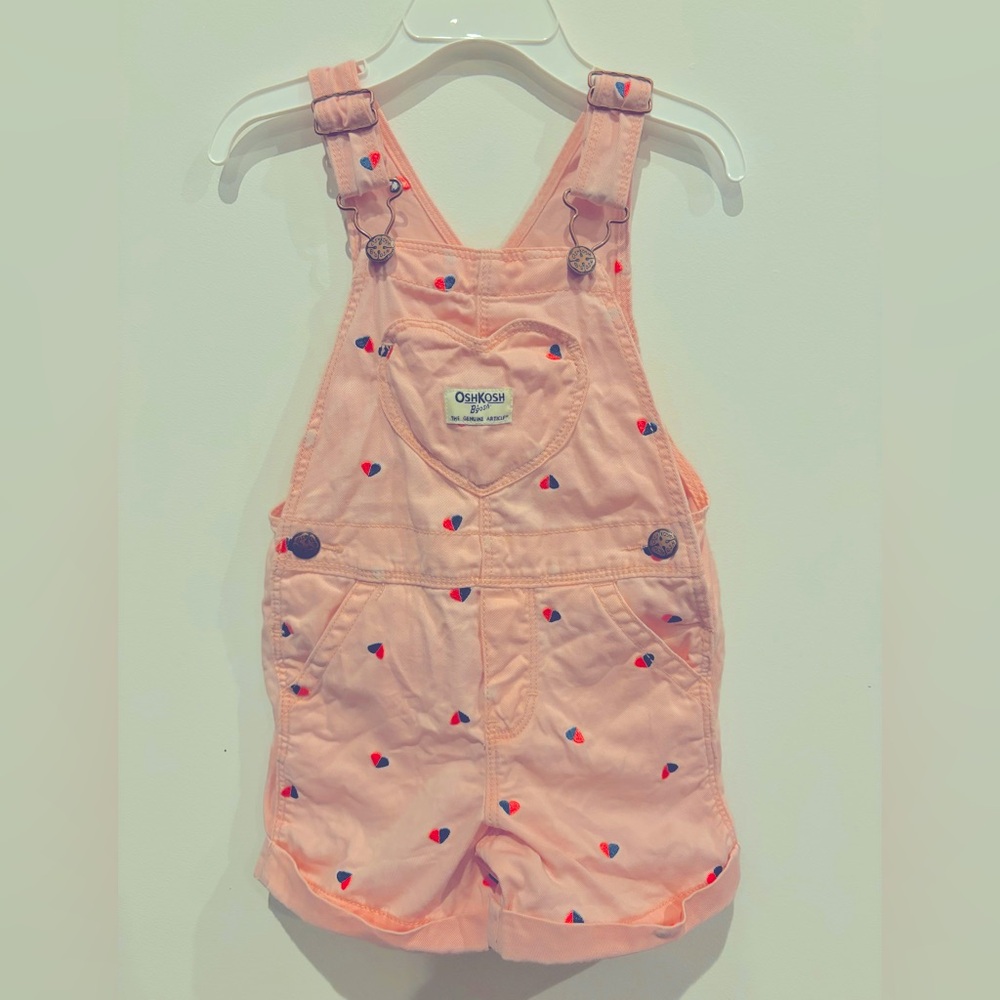 Oshkosh Pink Heart Shortalls 2T